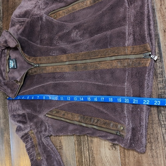 KUHL Moto Vation Full Zip Dark Brown Sherpa Fleece Brown Leather Jacket Small - Picture 11 of 11